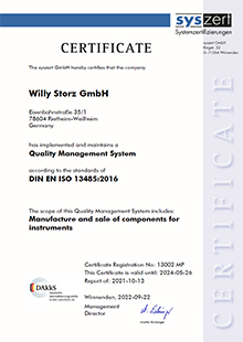 Certificate EN ISO 13485:2012